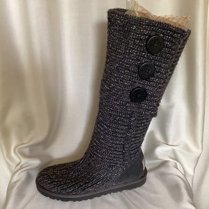 UGG classic cardy 3 button metallic knit boot Sz 5